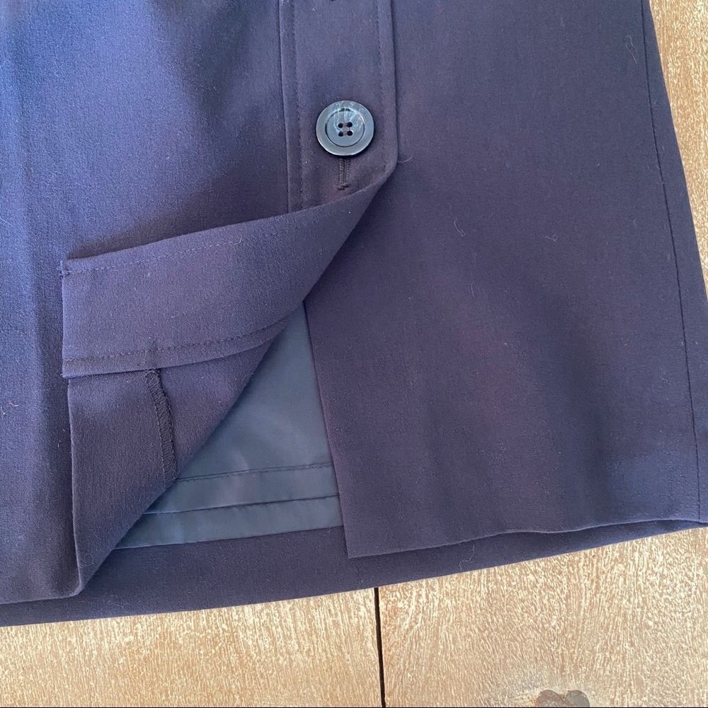 ANN TAYLOR navy lined buttons decor skirt 6 - Picture 4 of 9